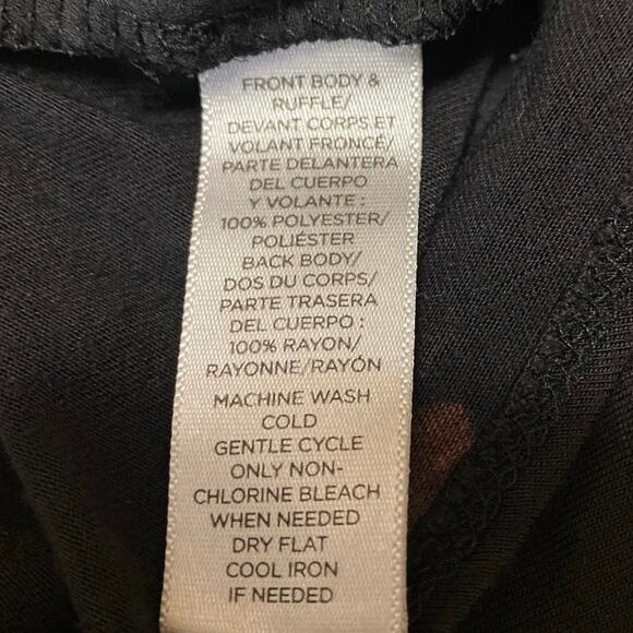 Ann Taylor LOFT Black Floral Short Flutter Sleeve Crew Neck Blouse Top Size S - Picture 4 of 4